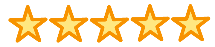 5 gold stars outlined in orange